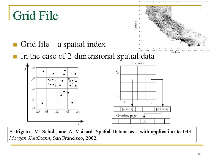 Grid File n n Grid file – a spatial index In the case of