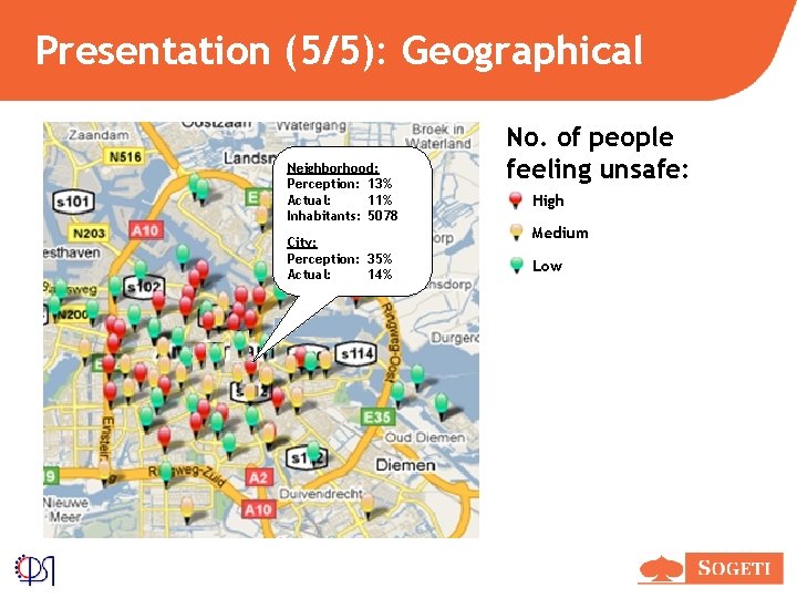 Presentation (5/5): Geographical Neighborhood: Perception: 13% Actual: 11% Inhabitants: 5078 City: Perception: 35% Actual: