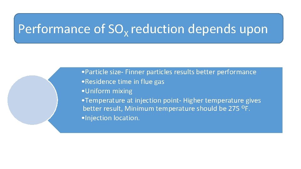 Performance of SOX reduction depends upon • Particle size‐ Finner particles results better performance