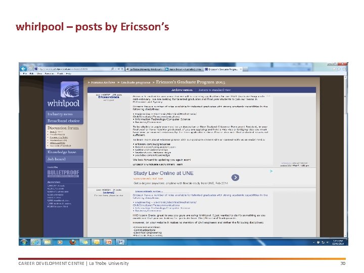 whirlpool – posts by Ericsson’s CAREER DEVELOPMENT CENTRE | La Trobe University 30 