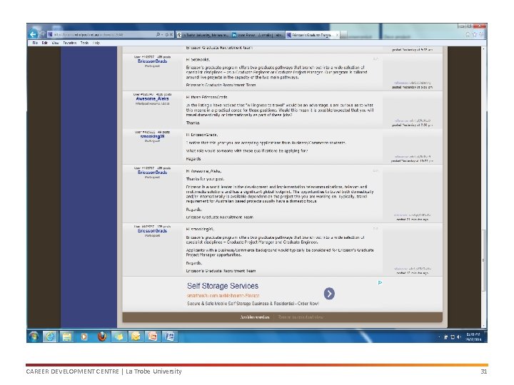CAREER DEVELOPMENT CENTRE | La Trobe University 31 
