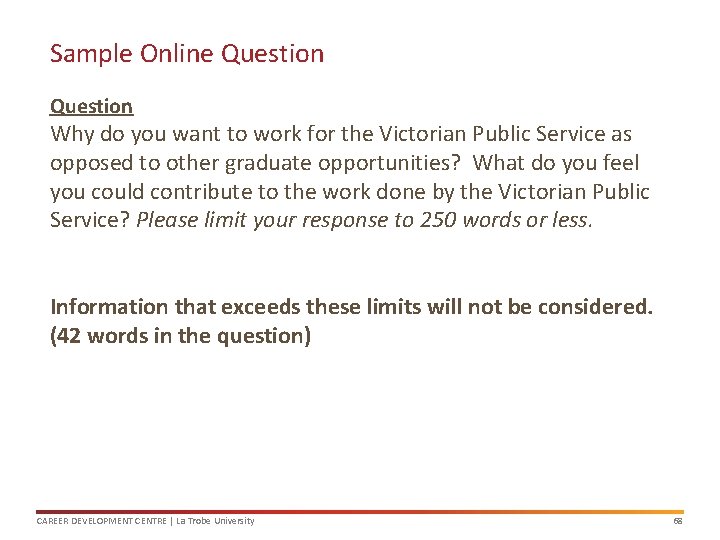 Sample Online Question Why do you want to work for the Victorian Public Service