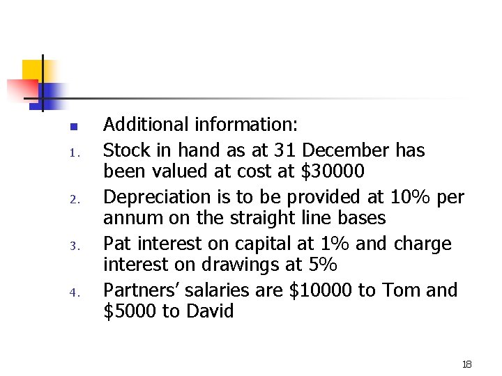 n 1. 2. 3. 4. Additional information: Stock in hand as at 31 December