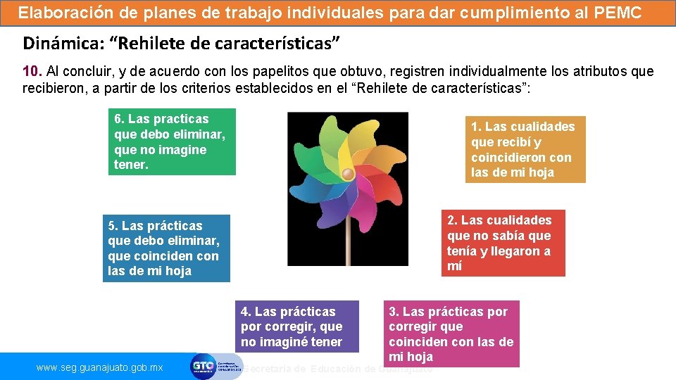 Elaboración de planes de trabajo individuales para dar cumplimiento al PEMC Dinámica: “Rehilete de