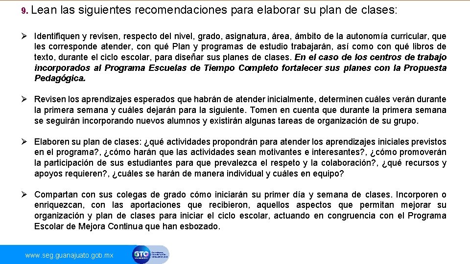 9. Lean las siguientes recomendaciones para elaborar su plan de clases: Actividades Ø Identifiquen