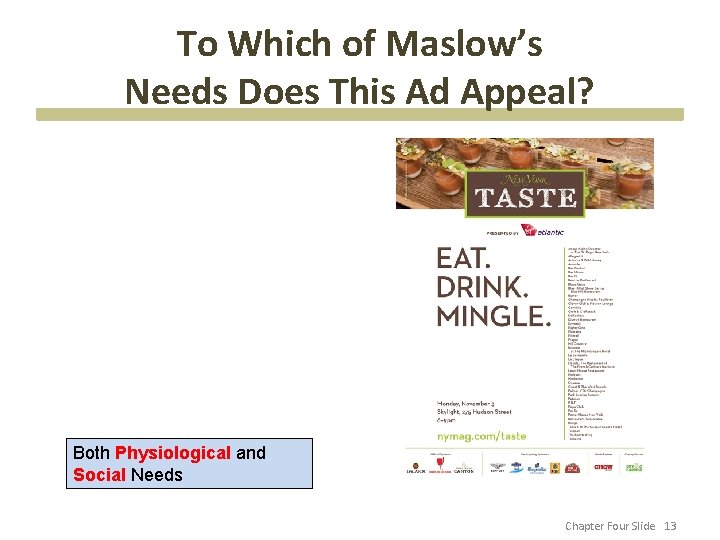To Which of Maslow’s Needs Does This Ad Appeal? Both Physiological and Social Needs