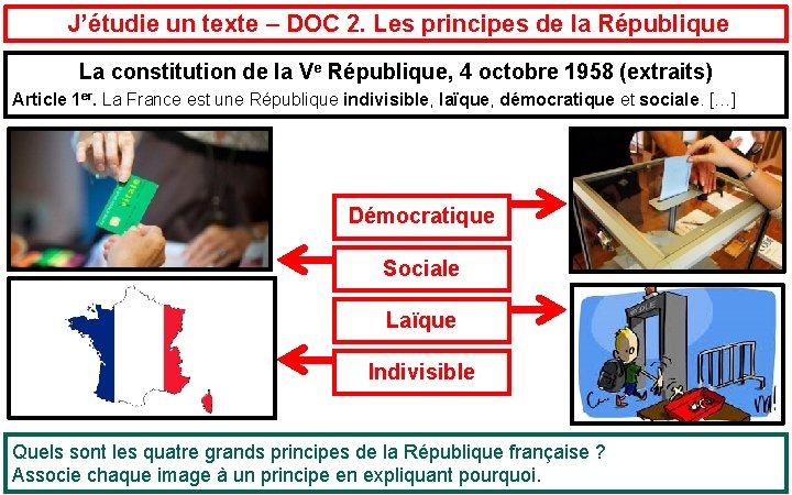  J’étudie un texte – DOC 2. Les principes de la République La constitution