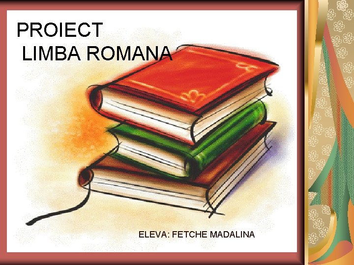 PROIECT LIMBA ROMANA ELEVA: FETCHE MADALINA 