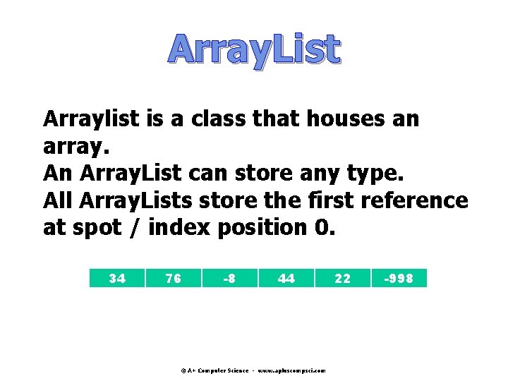 Array. List Arraylist is a class that houses an array. An Array. List can Array. List Arraylist is a class that houses an array. An Array. List can