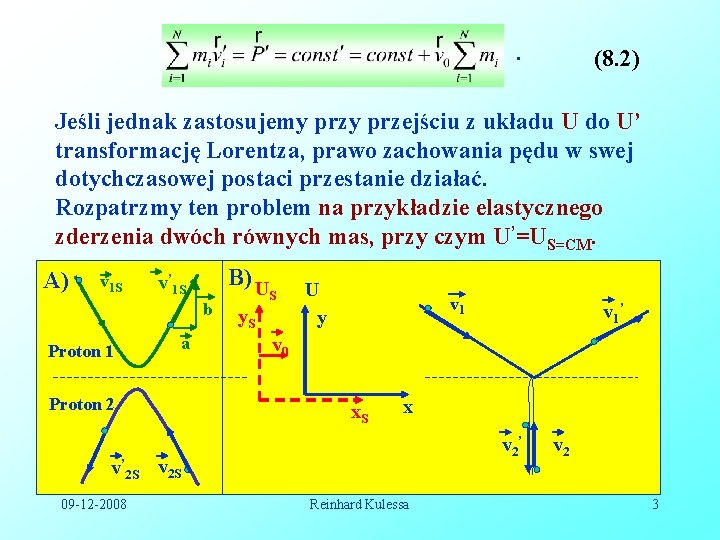 . (8. 2) Jeśli jednak zastosujemy przejściu z układu U do U’ transformację Lorentza, . (8. 2) Jeśli jednak zastosujemy przejściu z układu U do U’ transformację Lorentza,