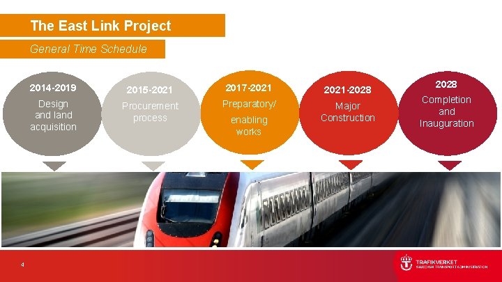The East Link Project General Time Schedule 4 2014 -2019 2015 -2021 2017 -2021 The East Link Project General Time Schedule 4 2014 -2019 2015 -2021 2017 -2021