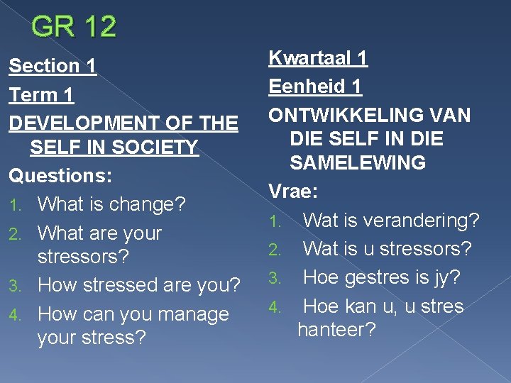 GR 12 Section 1 Term 1 DEVELOPMENT OF THE SELF IN SOCIETY Questions: 1.