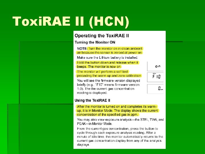 Toxi. RAE II (HCN) 