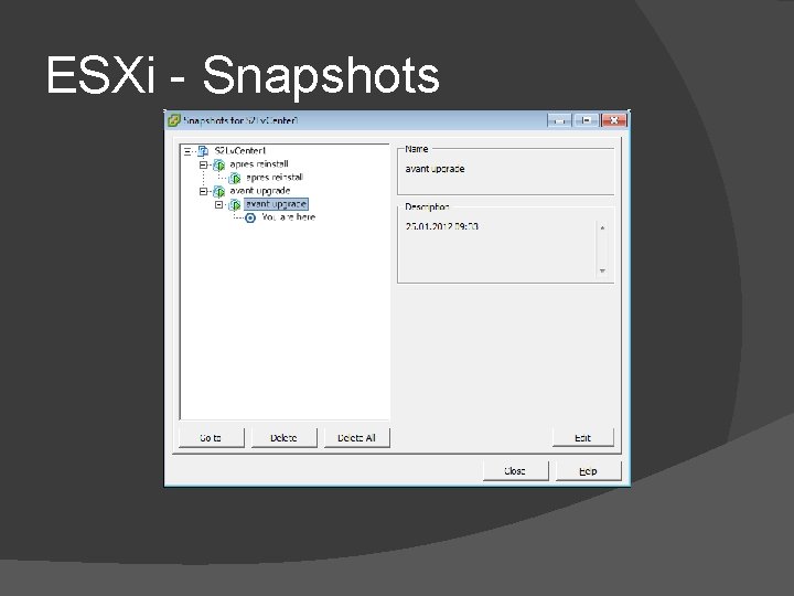 ESXi - Snapshots ESXi - Snapshots