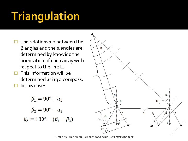 Triangulation The relationship between the β angles and the α angles are determined by