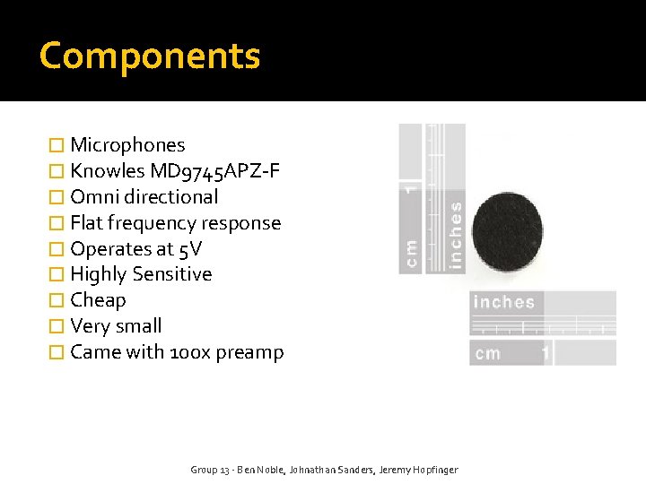 Components � Microphones � Knowles MD 9745 APZ-F � Omni directional � Flat frequency