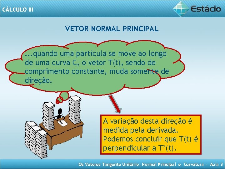 CÁLCULO III VETOR NORMAL PRINCIPAL. . . quando uma partícula se move ao longo