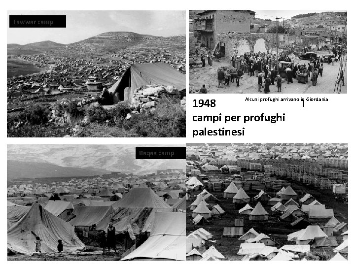 Fawwar camp 1948 I campi per profughi palestinesi Alcuni profughi arrivano in Giordania Baqaa