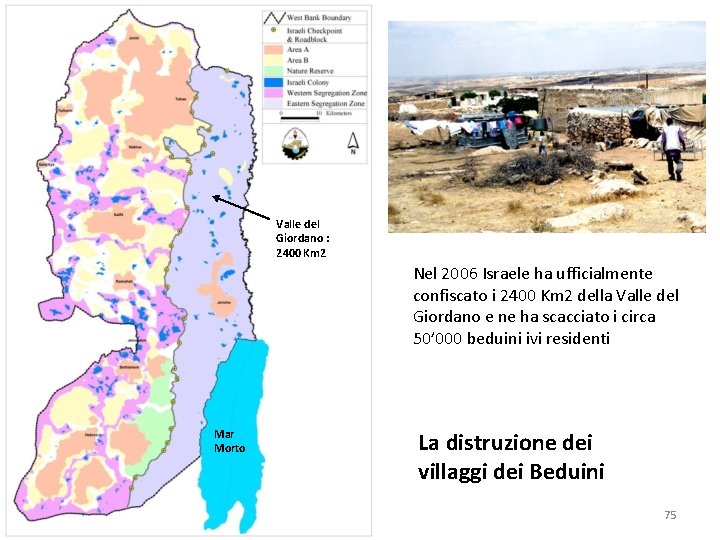 Valle del Giordano : 2400 Km 2 Nel 2006 Israele ha ufficialmente confiscato i