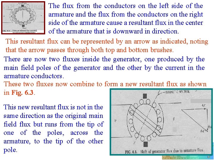 The flux from the conductors on the left side of the armature and the