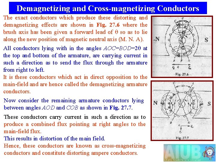 Demagnetizing and Cross-magnetizing Conductors The exact conductors which produce these distorting and demagnetizing effects