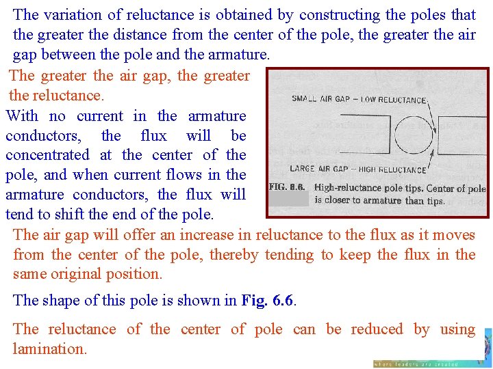 The variation of reluctance is obtained by constructing the poles that the greater the