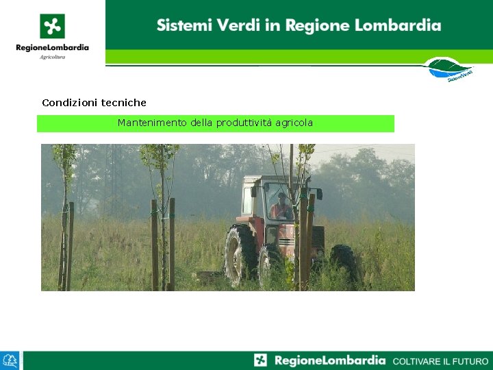 Condizioni tecniche Mantenimento della produttività agricola 