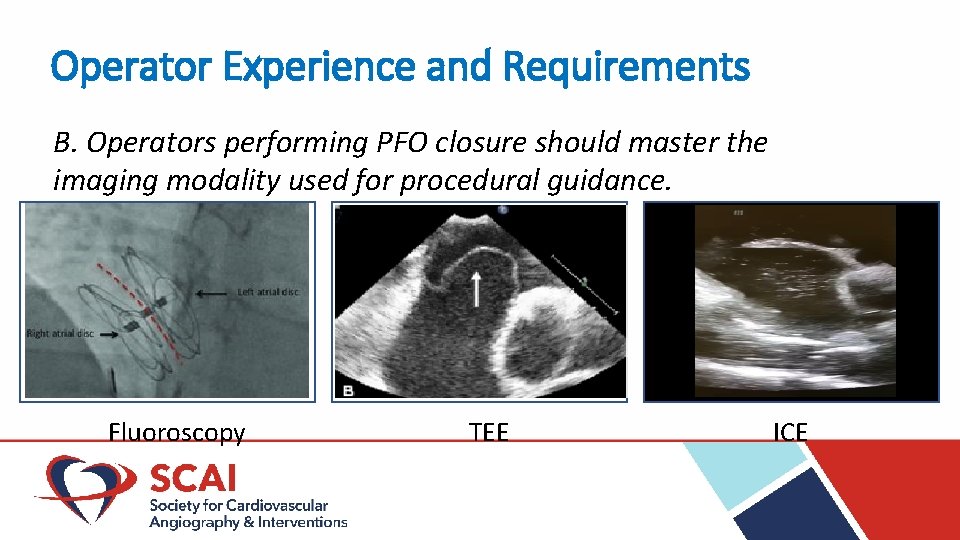 Operator Experience and Requirements B. Operators performing PFO closure should master the imaging modality