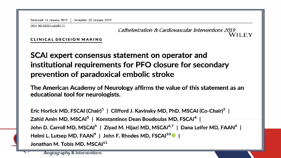 Catheterization & Cardiovascular Interventions 2019 