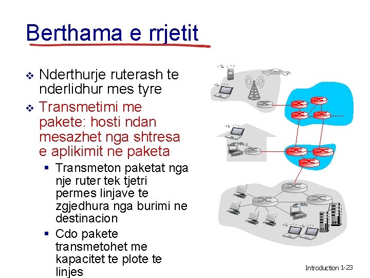 Berthama e rrjetit v v Nderthurje ruterash te nderlidhur mes tyre Transmetimi me pakete: