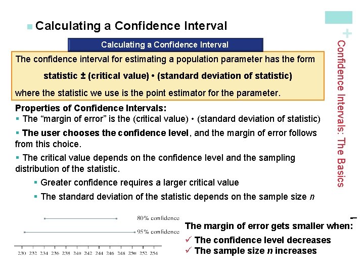 a Confidence Interval The confidence interval for estimating a population parameter has the form