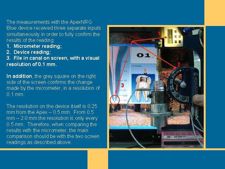 The measurements with the Apex. NRG Blue device received three separate inputs simultaneously in The measurements with the Apex. NRG Blue device received three separate inputs simultaneously in