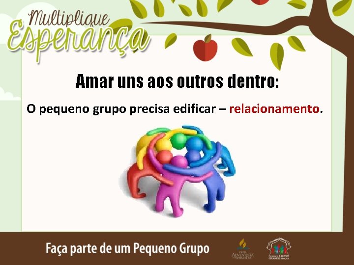 Amar uns aos outros dentro: O pequeno grupo precisa edificar – relacionamento. 