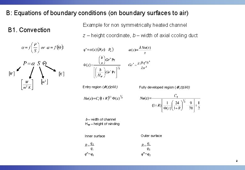 B: Equations of boundary conditions (on boundary surfaces to air) B 1. Convection Example