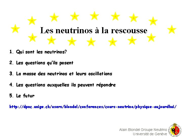 Les neutrinos à la rescousse 1. Qui sont les neutrinos? 2. Les questions qu’ils