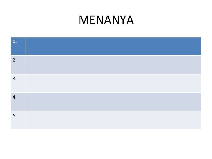 MENANYA 1. 2. 3. 4. 5. 