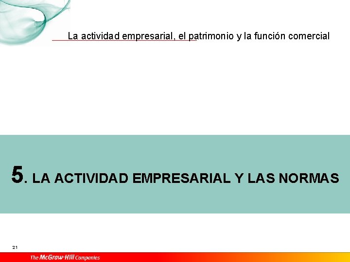 La actividad empresarial, el patrimonio y la función comercial 5. LA ACTIVIDAD EMPRESARIAL Y