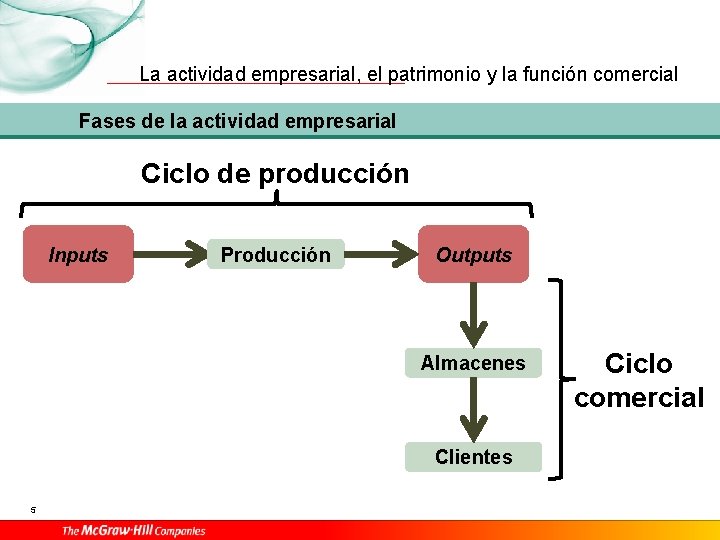 La actividad empresarial, el patrimonio y la función comercial Fases de la actividad empresarial