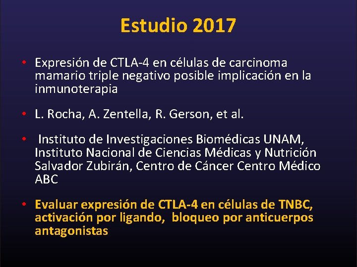 Estudio 2017 • Expresión de CTLA-4 en células de carcinoma mamario triple negativo posible