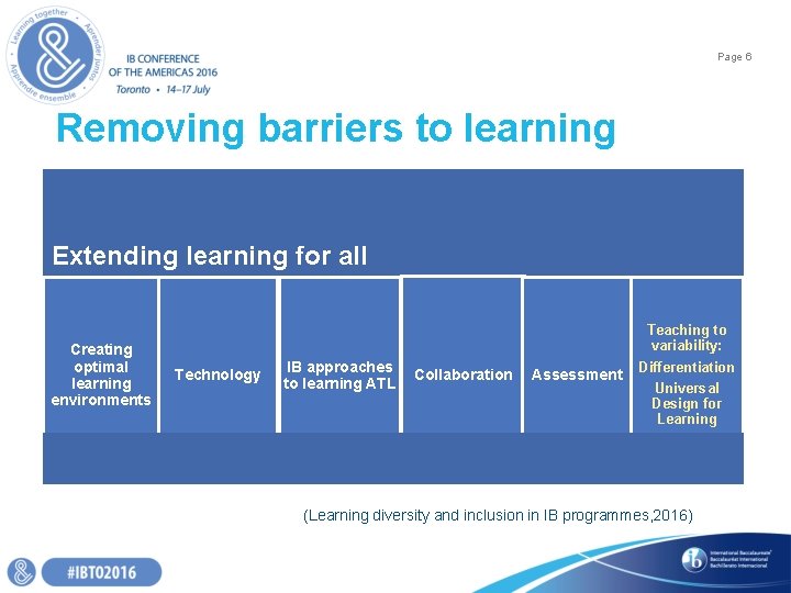 Page 6 Removing barriers to learning Extending learning for all Creating optimal learning environments Page 6 Removing barriers to learning Extending learning for all Creating optimal learning environments