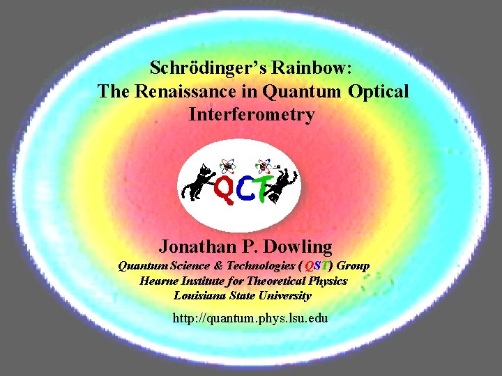 Schrödinger’s Rainbow: The Renaissance in Quantum Optical Interferometry Jonathan P. Dowling Quantum Science &