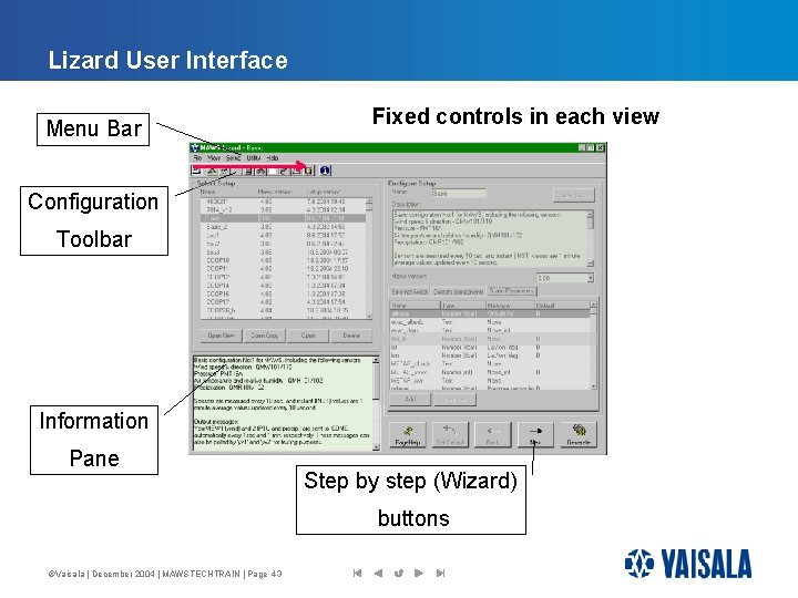 Lizard User Interface Menu Bar Fixed controls in each view Configuration Toolbar Information Pane