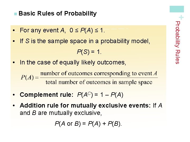 Rules of Probability • If S is the sample space in a probability model,