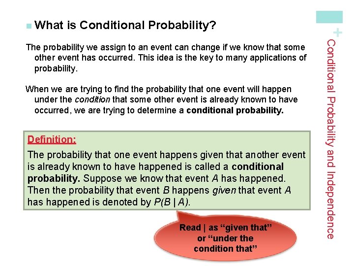 is Conditional Probability? When we are trying to find the probability that one event