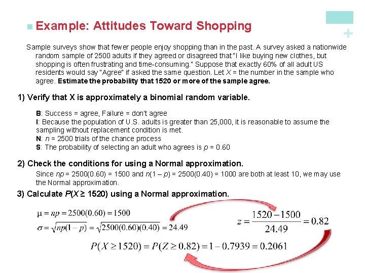 Attitudes Toward Shopping + n Example: Sample surveys show that fewer people enjoy shopping