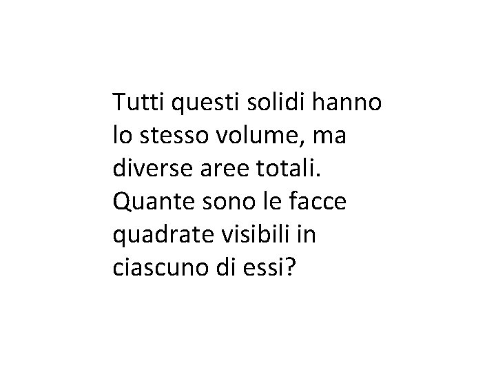 Tutti questi solidi hanno lo stesso volume, ma diverse aree totali. Quante sono le