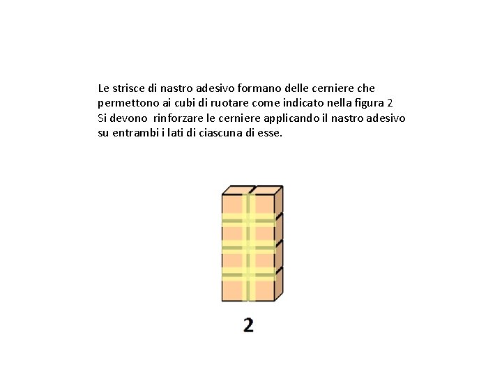 Le strisce di nastro adesivo formano delle cerniere che permettono ai cubi di ruotare