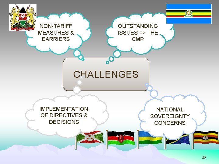 NON-TARIFF MEASURES & BARRIERS OUTSTANDING ISSUES => THE CMP CHALLENGES IMPLEMENTATION OF DIRECTIVES &