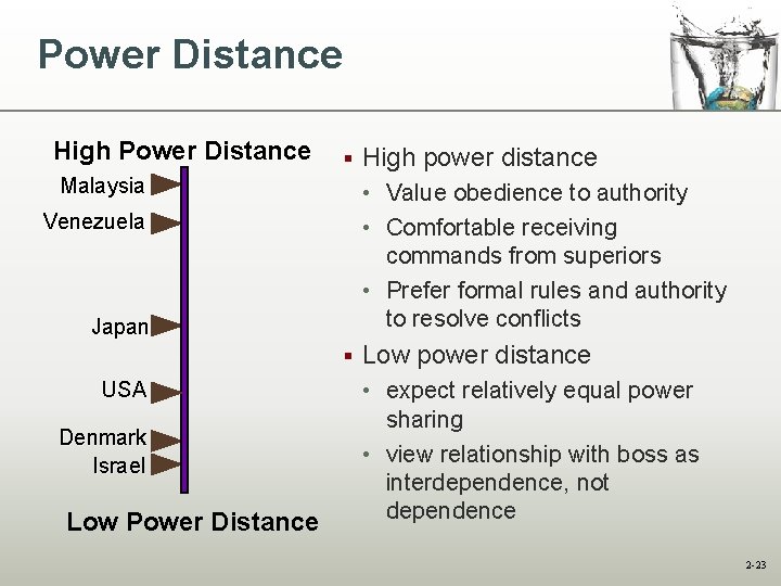 Power Distance High Power Distance § Malaysia • Value obedience to authority • Comfortable Power Distance High Power Distance § Malaysia • Value obedience to authority • Comfortable