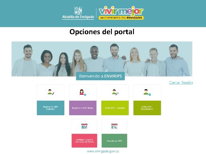 Opciones del portal 